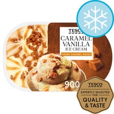 Tesco Caramel Vanilla Ice Cream 900Ml