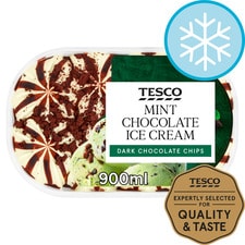 Tesco Mint Chocolate Ice Cream 900Ml