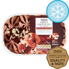 Tesco Triple Chocolate Ice Cream 900Ml