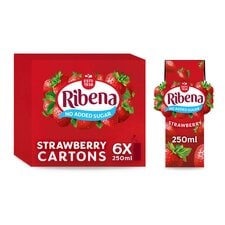 Ribena No Added Sugar Strawberry Cartons 6X250ml