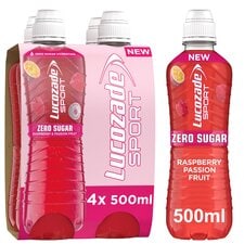 Lucozade Sport Zero Sugar Raspberry & Passion Fruit 4X500ml