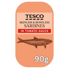 Tesco Skinless Boneless Sardines In Tomato Sauce 90G