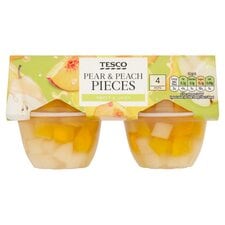 Tesco Pear And Peach Pieces 4X120g