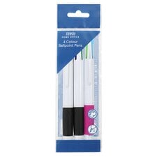 Tesco 4 Colour Ballpoint Pens 3 Pack