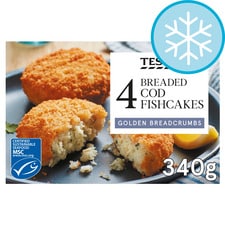 Tesco Breaded Cod Fishcakes 4 Pack 340G