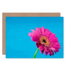 Wee Blue Coo Gerbera Daisy Flower Pink Petals Floral Thankyou Greeting Art Card