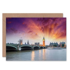 Artery8 Big Ben Dusk River Scene Art Blank Just to Say Card