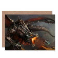 Artery8 Fire Knight Fight Dragon Art Blank Just to Say Card