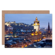 Artery8 Edinburgh Castle Night City View Scottish Scotland Card