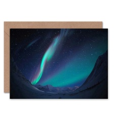 Artery8 Aurora Borealis Northern Lights Mountain Landscape Greeting Card