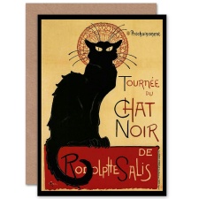 Artery8 Black Cat Chat Noir Paris Rodolphe Vintage Cabaret Ad Greeting Card