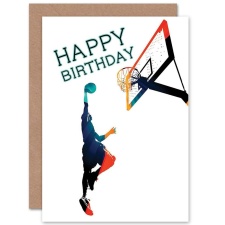 Wee Blue Coo Basketball Slam Dunk Sport Action Him Happy Birthday Greeting Card