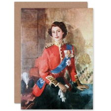 Artery8 Young Queen Elisabeth Military Regalia Portrait Painting Greeting Card