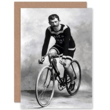 Artery8 Cycling Cyclist Bicycle Vintage Black White Photograph Greeting Card