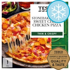 Tesco Stonebaked Thin Sweet Chilli Chicken Pizza 330G