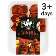 Tesco 4 Bbq Chicken & Chorizo Kebabs 272G