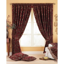 Riva Home Shiraz Pencil Pleat Curtains - Burgundy - 90x90 (229x229cm)