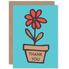 Wee Blue Coo Daisy Flower Pot Cartoon Bold Simple Thank You Card