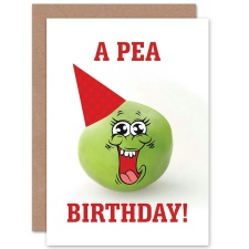 Wee Blue Coo Happy A Pea Pun Humour Funny Cartoon Birthday Greeting Card