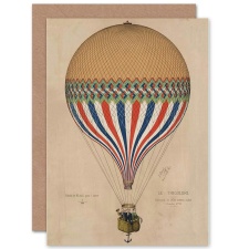 Artery8 Vintage France Travel Le Tricolore Hot Air Balloon Greeting Card