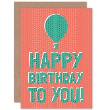 Wee Blue Coo Balloon Orange Green Design Happy Birthday Greeting Card