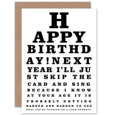 Wee Blue Coo Eye Test Old Age Joke Happy Birthday Greeting Card