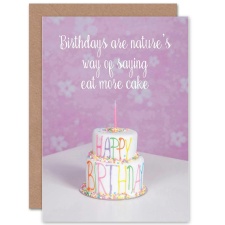 Wee Blue Coo Eat More Cake Funny Fun Birthday Greeting Card