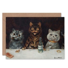 Artery8 Louis Wain The Bachelor Party Bar Animals Cat Lover Greeting Card