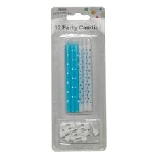 Tesco Patterned Candle Blue 12 Pack