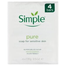 Simple Pure Soap Bars For Sensitive Skin 4 X 100G