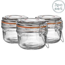 Argon Tableware Glass Storage Jars - 125ml - Orange Seal - Pack of 3