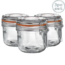 Argon Tableware Glass Storage Jars - 200ml - Orange Seal - Pack of 3