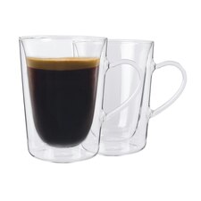 Rink Drink Double Walled Coffee Glasses with 12 Spoons - 285ml - Pack of 2