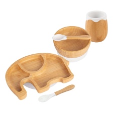 Tiny Dining 5pc Bamboo Elephant Baby Weaning Set - White