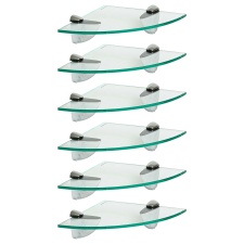 Harbour Housewares Floating Glass Corner Shelves - 20cm - Pack of 6