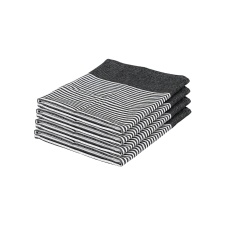 Nicola Spring Cotton Tea Towels - 70cm x 50cm - Black Pinstripe - Pack of 4