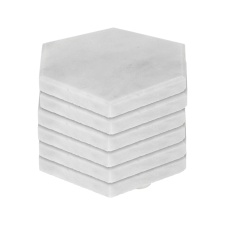 Argon Tableware Hexagonal Marble Coasters - 10cm - White - Pack of 6