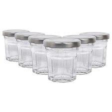 Argon Tableware Glass Jam Jars with Lids - 42ml - Pack of 6