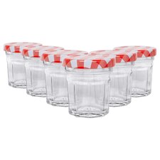 Argon Tableware Glass Jam Jars with Lids - 42ml - Pack of 6