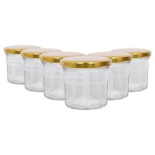 Argon Tableware Glass Jam Jars with Lids - 150ml - Pack of 6