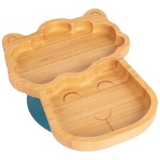 Tiny Dining Llama Bamboo Suction Plate - Navy Blue