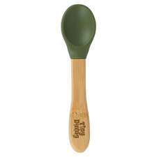 Tiny Dining Bamboo Silicone Tip Spoon - Olive Green