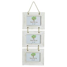 Nicola Spring Rustic Wooden Hanging 3 Photo Frame - 6 x 4" - White