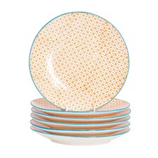 Nicola Spring Hand-Printed Side Plates - 18cm - Orange - Pack of 6