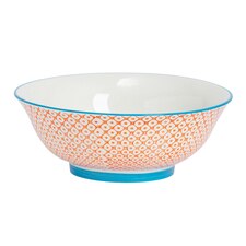 Nicola Spring Hand-Printed Serving Bowl - 21.5cm - Orange