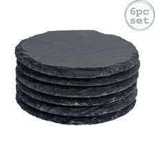 Argon Tableware Round Slate Coasters - 10cm - Pack of 6