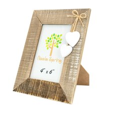 Nicola Spring Rustic White Hearts Photo Frame - 4 x 6" - Natural