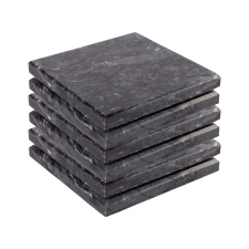 Argon Tableware Marble Square Coasters - 10cm - Black - Pack of 6