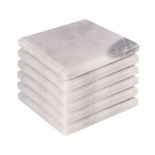 Argon Tableware Marble Square Coasters - 10cm - White - Pack of 6