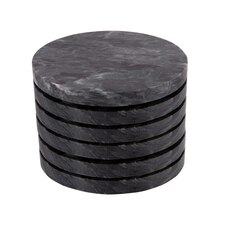 Argon Tableware Marble Round Coasters - 10cm - Black - Pack of 6